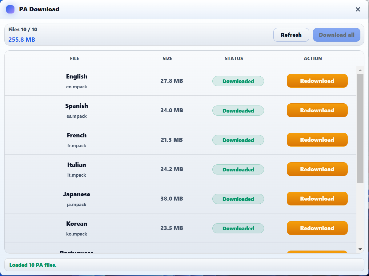iAnnouncer Pro PA language pack download list